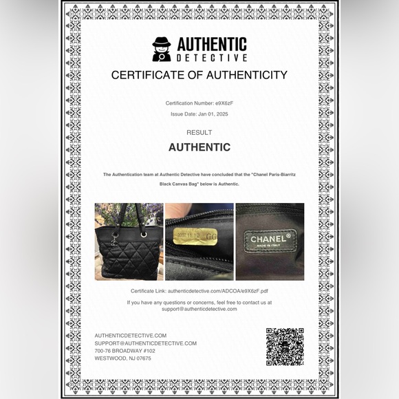 Authentic Chanel Black Quilted Canvas Paris-Biarritz Tote Bag w/COA - Picture 3 of 16